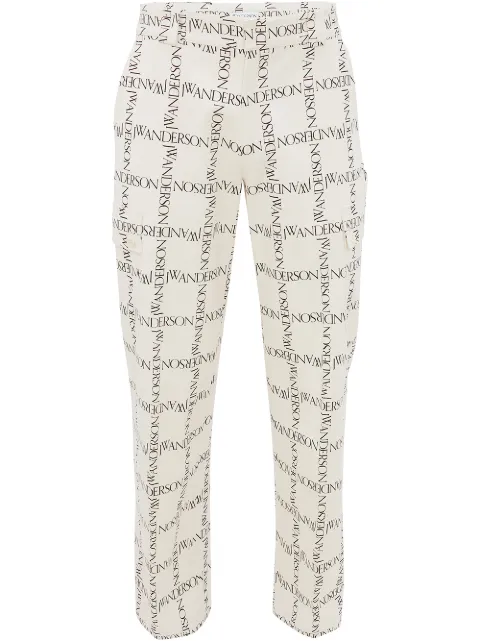 JW Anderson logo-print straight-leg trousers White TR0158PG0664006