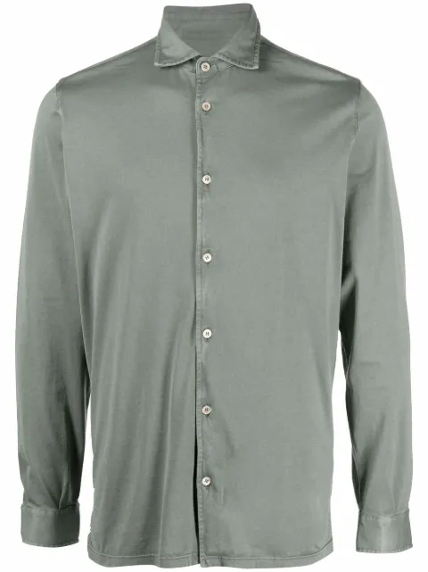 Fedeli jersey button down shirt Green 4UEF0109