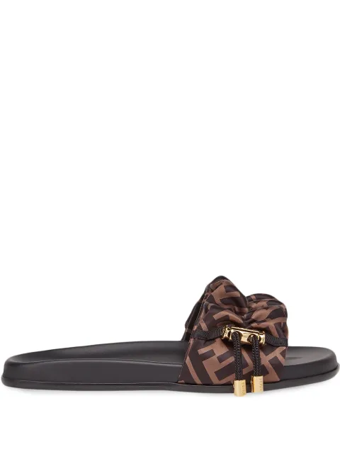 FENDI toggle-fastening FF-logo slides Brown 8X8142AE7S