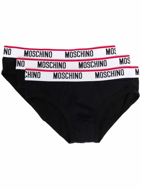 Moschino logo-waistband three-pack briefs Black A13934300