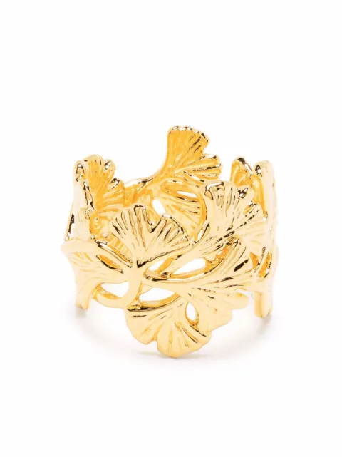 Aurelie Bidermann Tangerine leaf-detail ring Gold TANBA01MG
