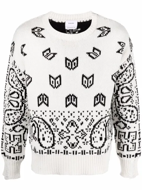 RHUDE paisley-print cotton jumper White RHPS21SW00000004