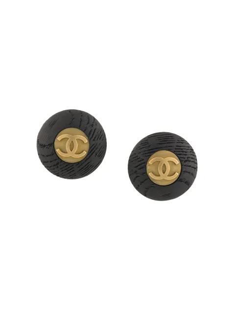 CHANEL Pre-Owned 1994 CC button clip-on earrings Black ER94P