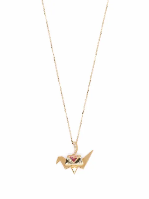 Aurelie Bidermann 18kt yellow gold Origami pink sapphire and diamond necklace Gold ORIPD01GV15CHAIN50