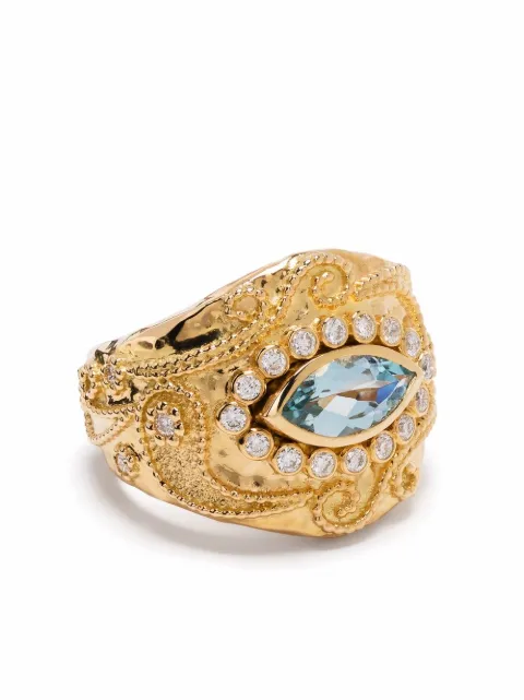 Aurelie Bidermann 18kt yellow gold Cashmere aquamarine and diamond ring Gold CASBA01AIGDIYG