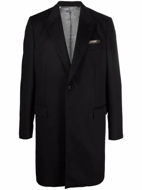 Billionaire logo single-breasted cashmere coat Black WAACMRA0392BTE004N