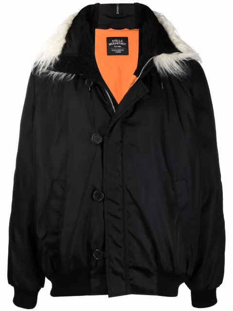 Stella McCartney logo-embroidered hooded jacket Black 604109SLA16