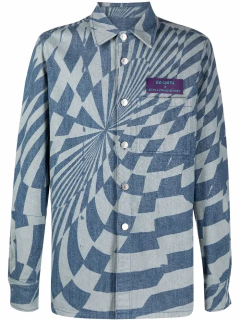 Stella McCartney x Ed Curtis geometric pattern denim jacket Blue 604090SOH57