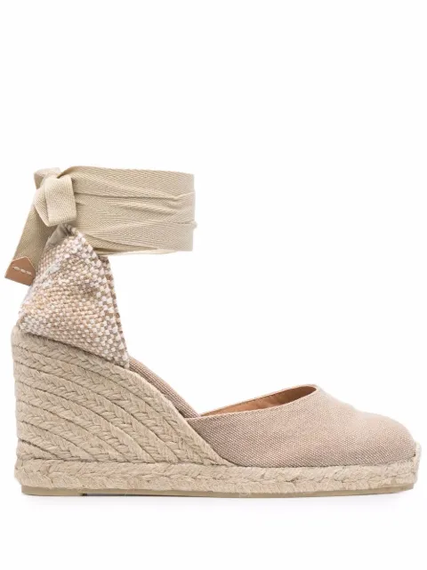 Castañer Carina lace-up wedge-heel espadrilles Neutrals 021642