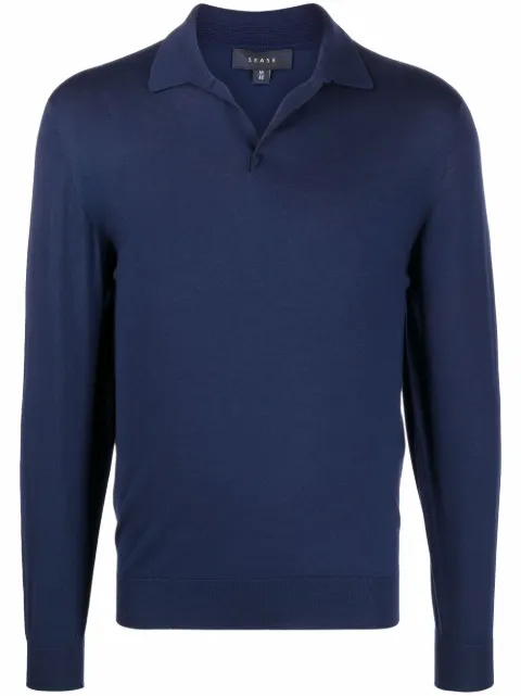 Sease long-sleeved knitted polo shirt Blue WP032XG004