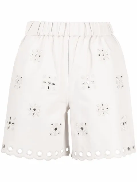 RED Valentino broderie lambskin shorts White RNH01C5W6