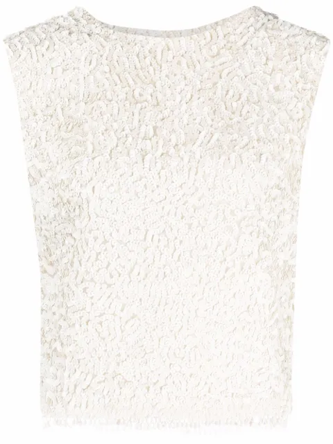 A.N.G.E.L.O. Vintage Cult 1960s sequinned sleeveless top White ANCLV380