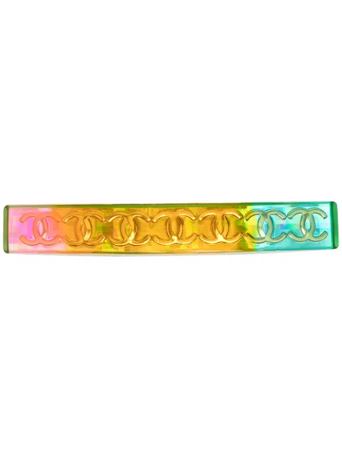 CHANEL Pre-Owned 1997 CC logo hair barrette Green HA97P