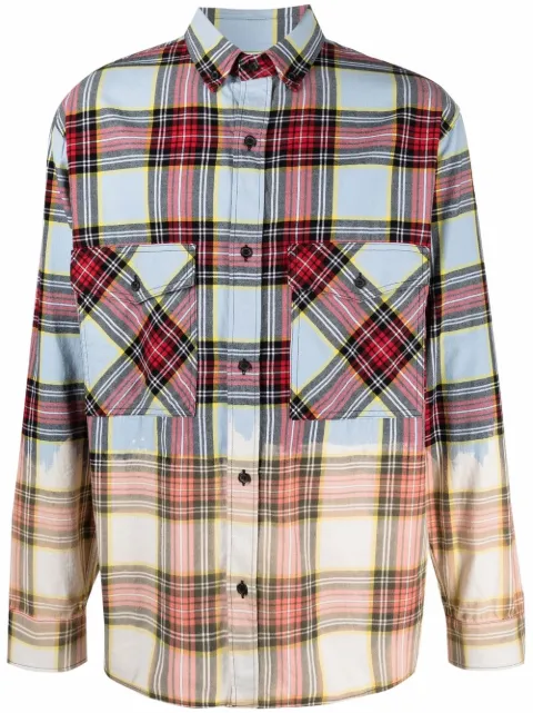 COUNTY OF MILAN dyed-effect check shirt Red CMGA073S21FAB0012540