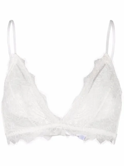 ANINE BING triangle lace bra White A100003