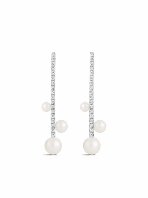 Mateo 14kt yellow gold diamond bar trio pearl earrings Gold 811266025283