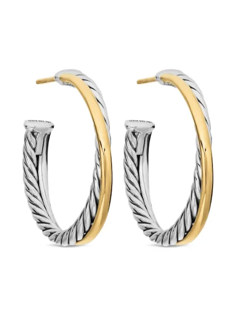 David Yurman 18kt yellow gold and sterling silver Crossover hoop earrings (26.5mm) Gold E14522S8
