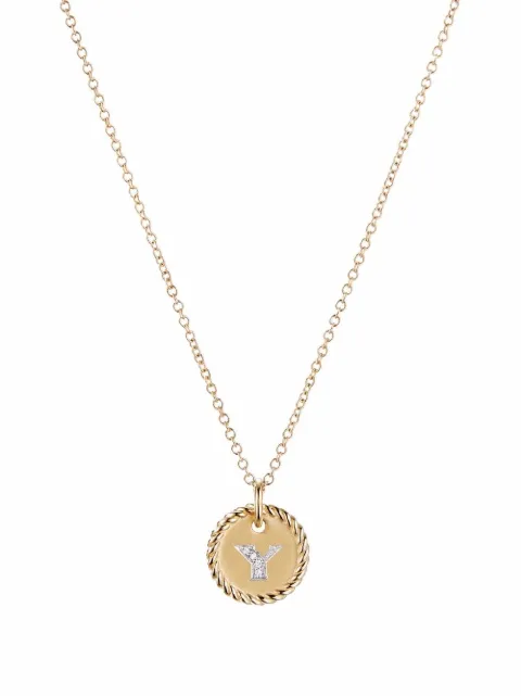 David Yurman 18kt yellow gold Initial Y diamond charm necklace Gold N0879288ADIY