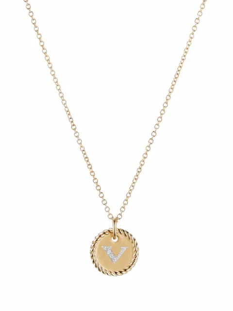 David Yurman 18kt yellow gold V Initial Charm diamond necklace Gold N0879288ADIV
