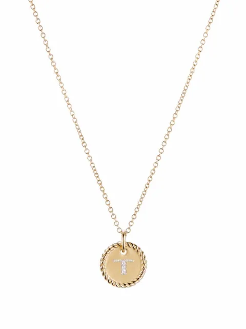 David Yurman 18kt yellow gold T Initial Charm diamond necklace Gold N0879288ADIT