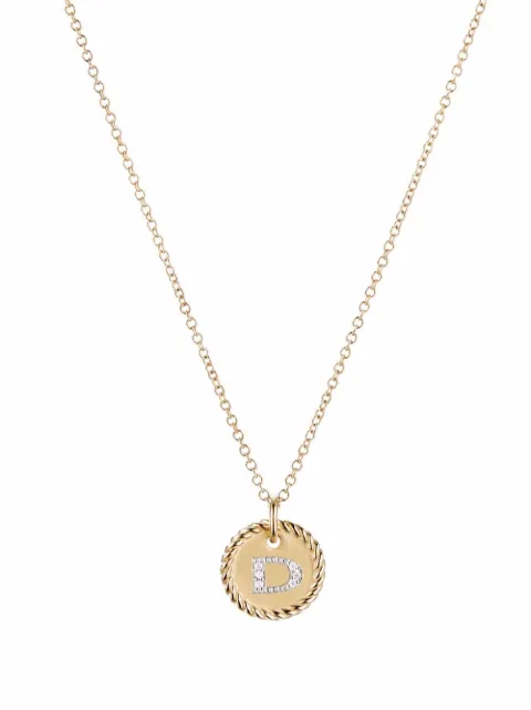 David Yurman 18kt yellow gold D Initial Charm diamond necklace Gold N0879288ADID