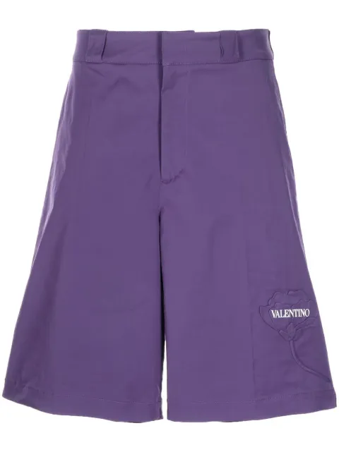 Valentino Garavani floral-appliqué shorts Purple VRDA937G6