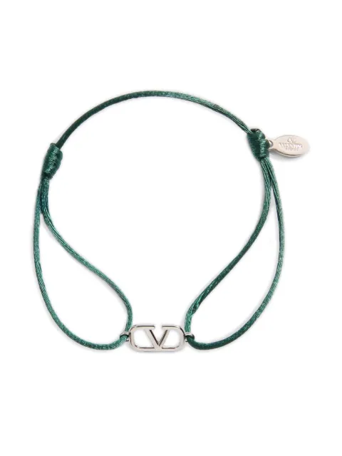 Valentino Garavani Vlogo Signature cotton bracelet Green YJ0M96DTK