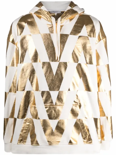 Valentino Garavani monogram-print hoodie White VMF18I7SU