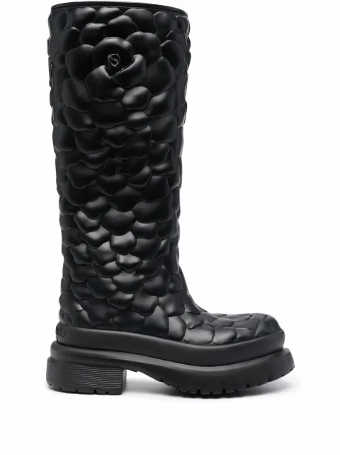Valentino Garavani Atelier floral-embossed mid-calf rain boots Black WS0DC5CKC