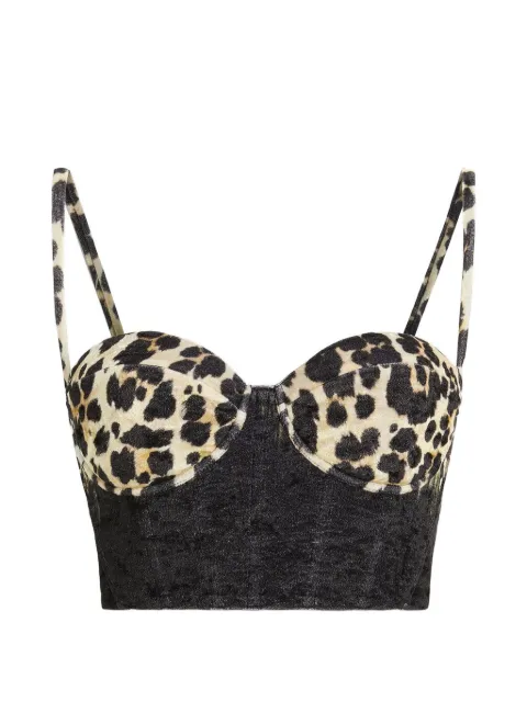 Roberto Cavalli leopard-print bustier top Black NQT6046CB78