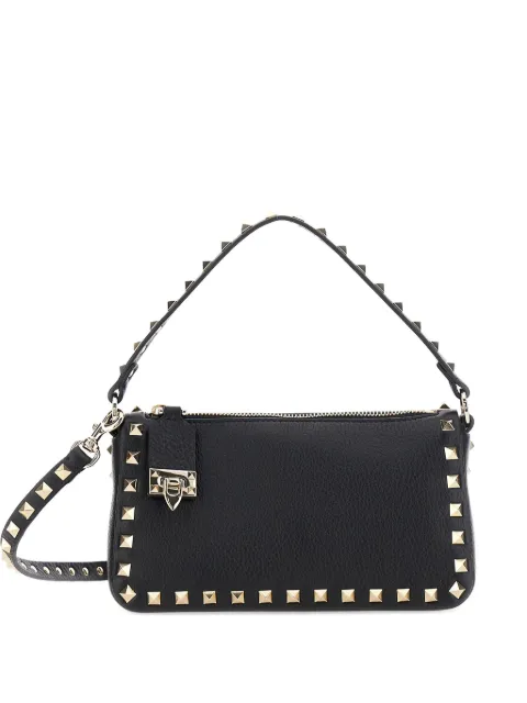 Valentino Garavani small Rockstud grainy calfskin crossbody bag Black WB0J47VSF