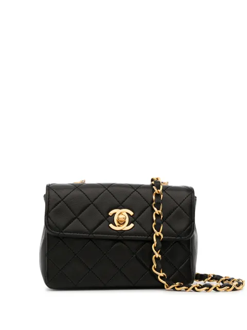 CHANEL Pre-Owned 1990s mini diamond-quilted crossbody bag Black 1575634
