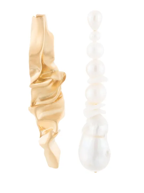 Completedworks Crumple asymmetric drop earrings Gold R2086