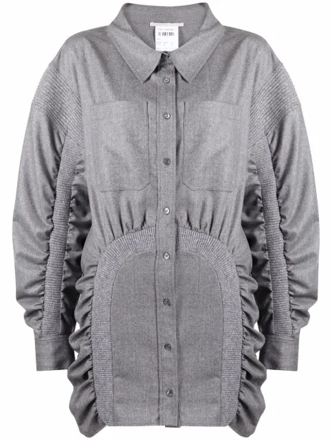Stella McCartney ruched wool shirt dress Grey 604078SNB53