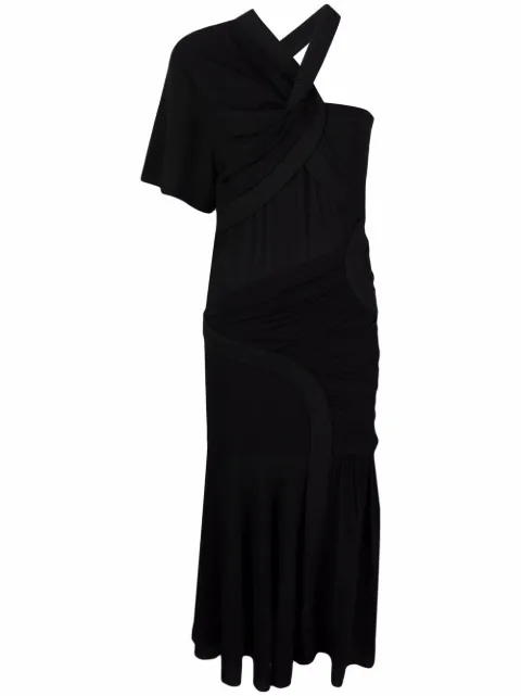 Stella McCartney single-sleeve midi dress Black 603941SNA60