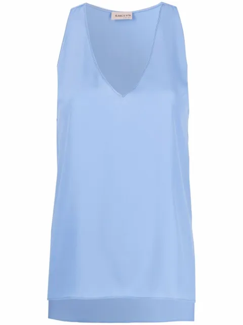 Blanca Vita V-neck vest top Blue CACTUS7504