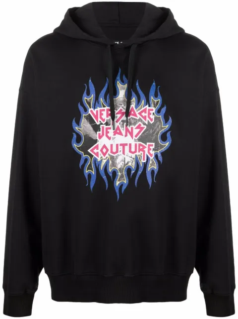 Versace Jeans Couture Rock logo-print hoodie Black B7GWA735HSP86