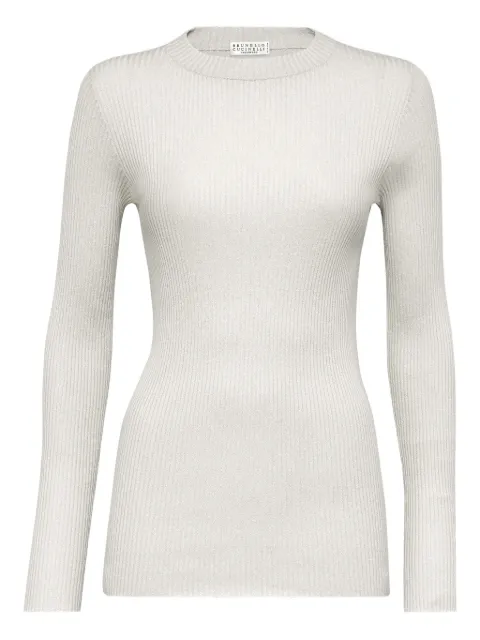 Brunello Cucinelli fine-knit long-sleeved top Neutrals M41822900C9443