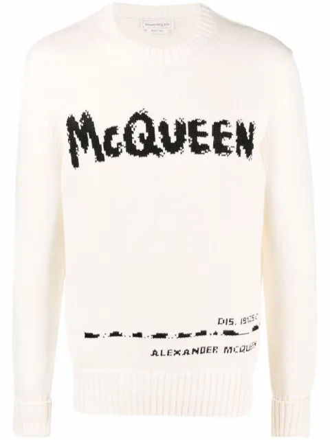 Alexander McQueen Graffiti intarsia-knit jumper Neutrals 626454Q1WZL