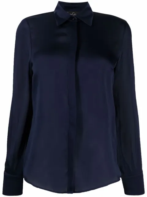 Carine Gilson long-sleeve silk shirt Blue SD1715PAW20MBL