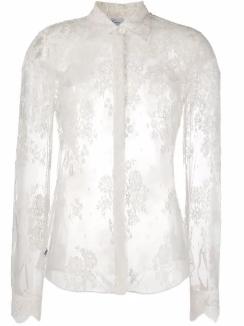 Carine Gilson lace-appliqué long-sleeve shirt White JL8805BPSS20NATNAT