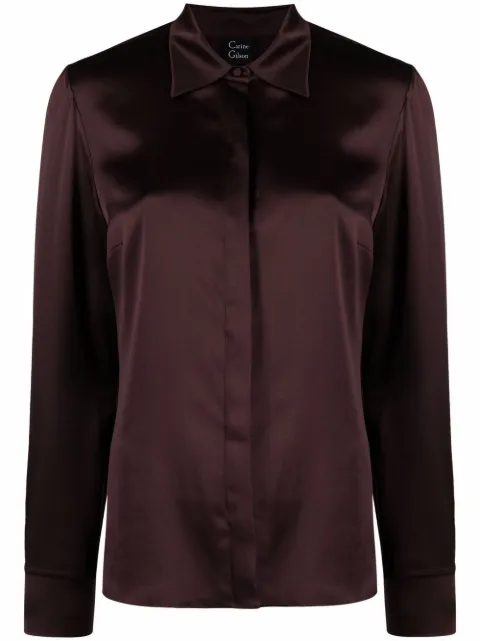 Carine Gilson long-sleeve silk pyjama top Red SD8815SAW20LDV