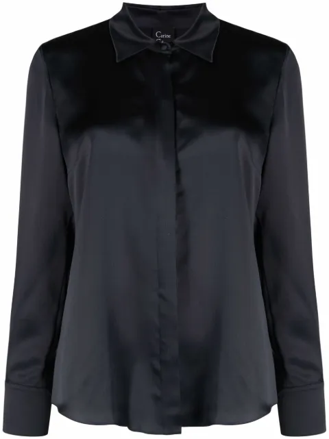 Carine Gilson long-sleeve silk-satin shirt Grey SD1715EAW20CHC