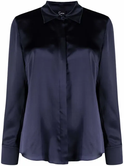 Carine Gilson long-sleeve silk-satin shirt Blue SD1715EAW20MBL