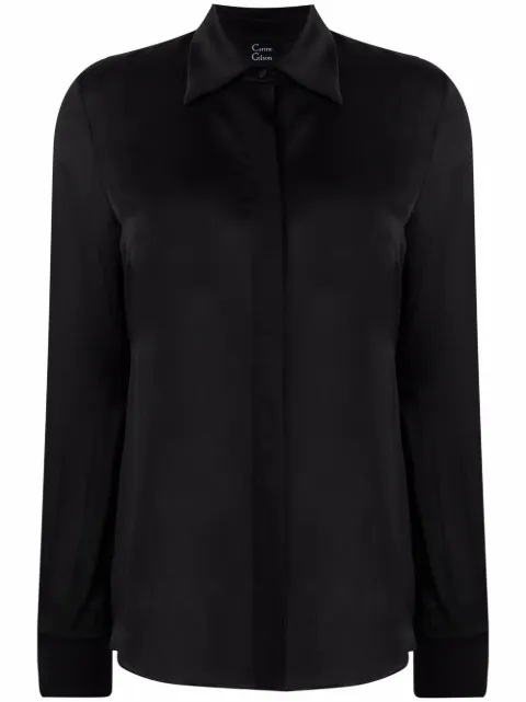 Carine Gilson concealed button-fastening silk shirt Black SD8815PAW20BLK