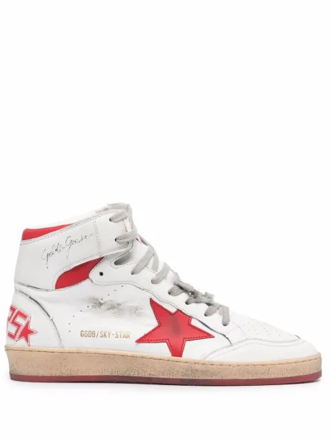 Golden Goose Sky-Star trainers in white leather with black leather star White GMF00230F002190