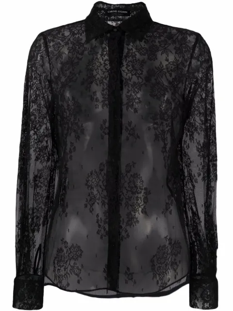 Carine Gilson floral-lace long-sleeve blouse Black JL8805BPAW20BLKBLK