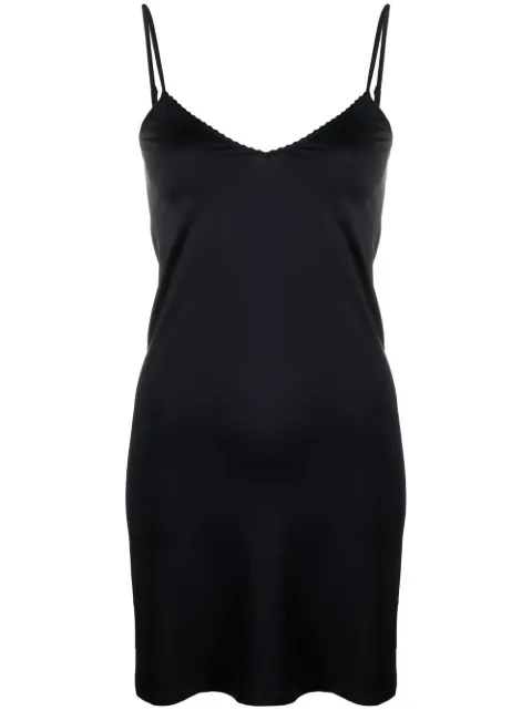 Hanro V-neck slip dress Black 71065