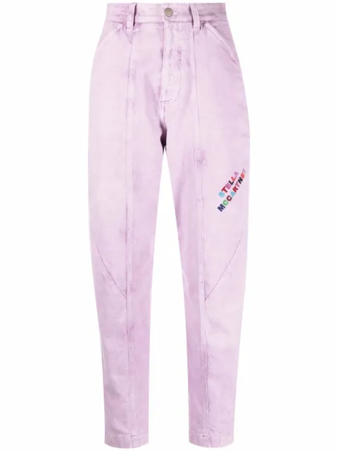 Stella McCartney logo-embroidered tapered jeans Purple 603003SOH49