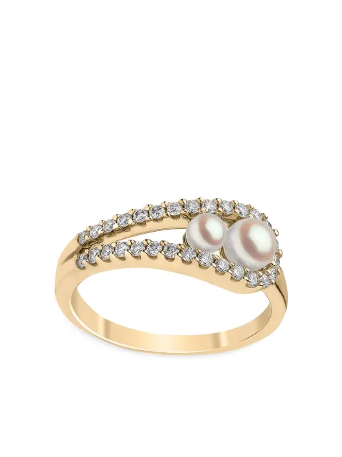 Yoko London 18kt yellow gold Sleek Akoya pearl diamond ring Gold QYR22166X